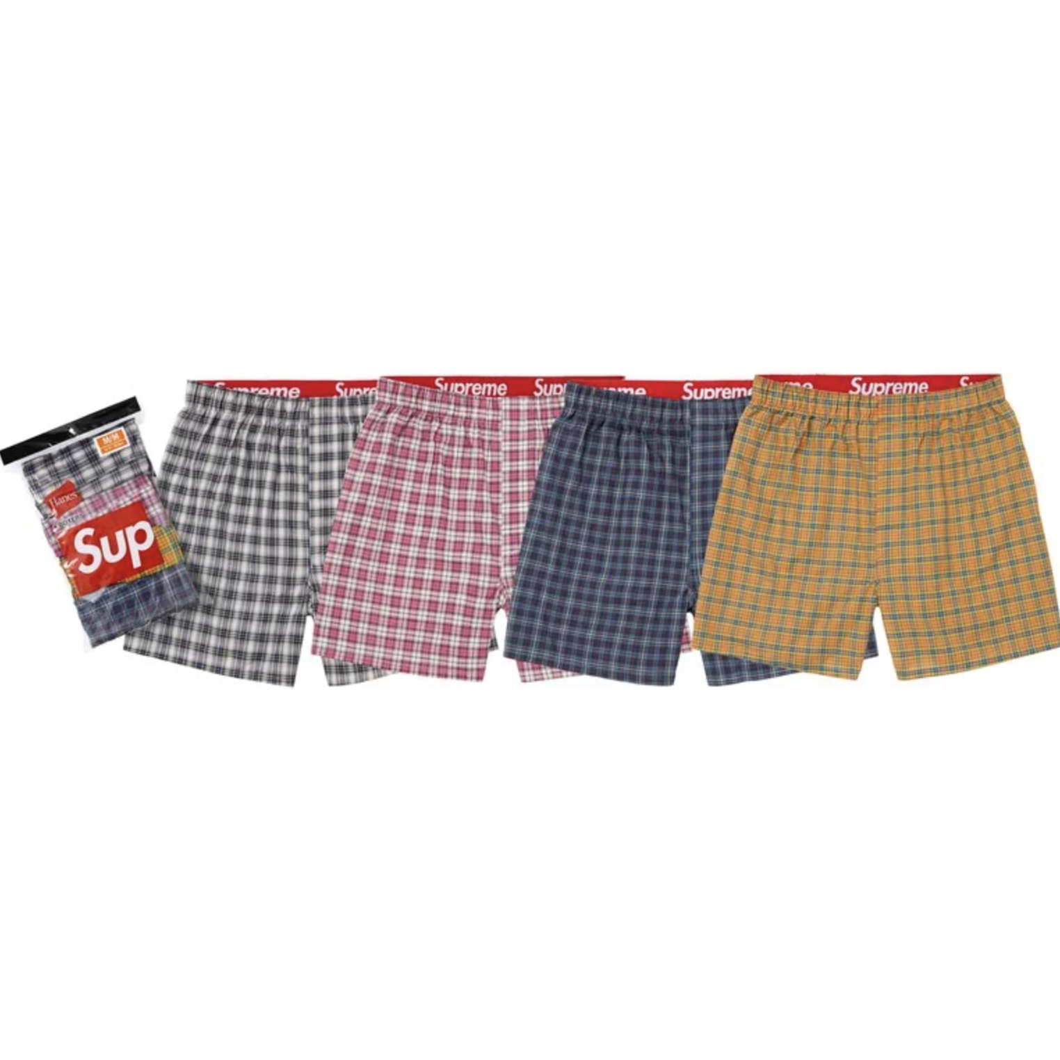 SUPREME X HANES PLAID BOXER (4 PACK) FW26 格紋內褲 四件組-FW26A37