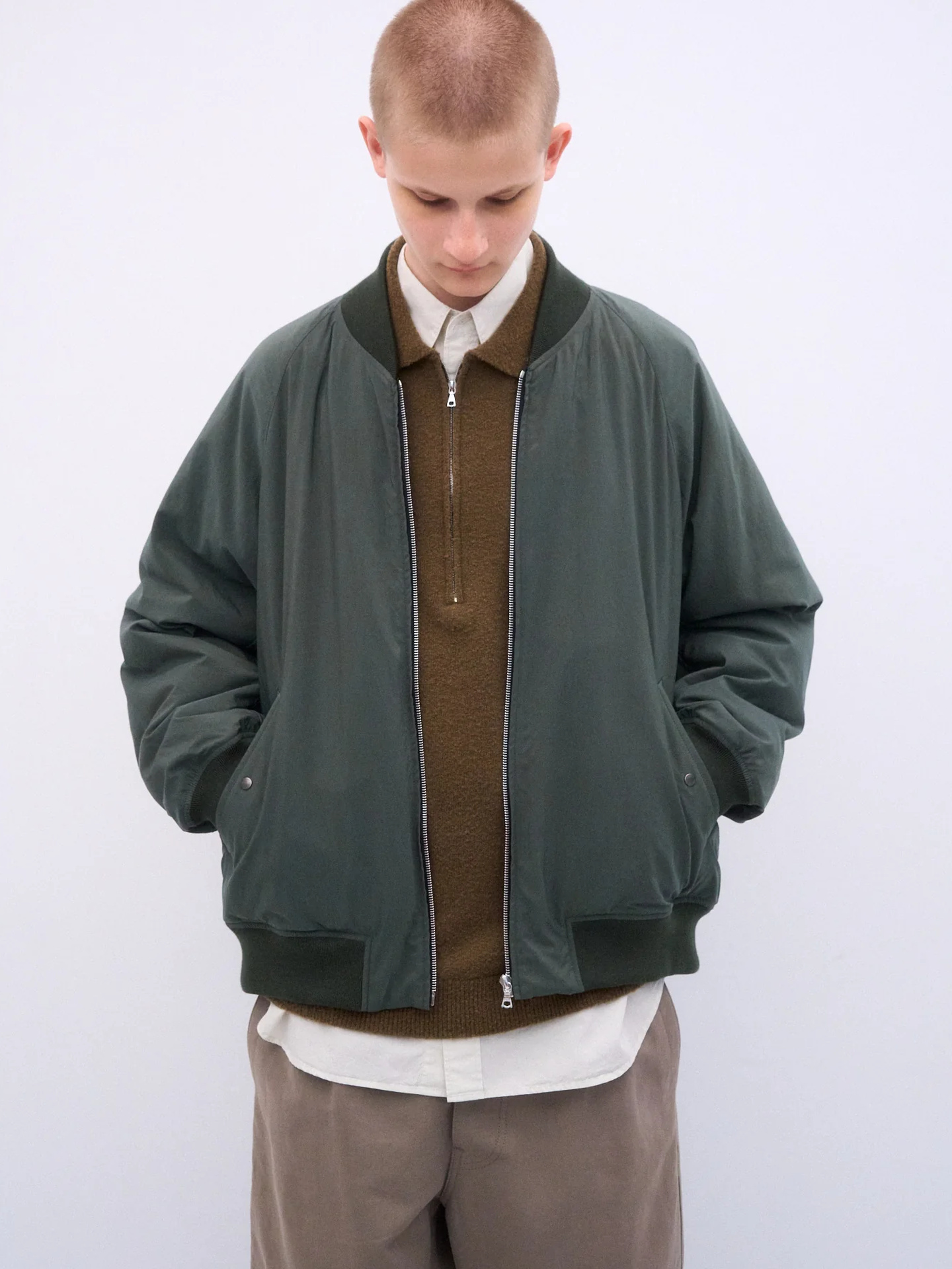 ATON Fibril Nylon Satin Flight Jacket