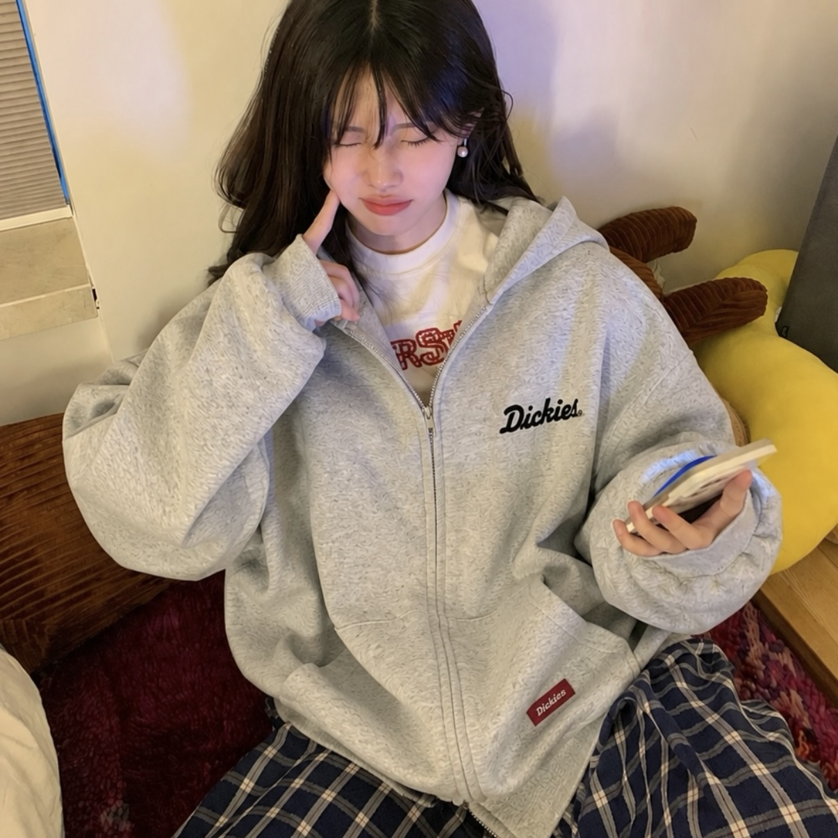 (預購）Dickies 字母LOGO紅標 連帽 拉鍊外套 棉質 寬鬆 男女