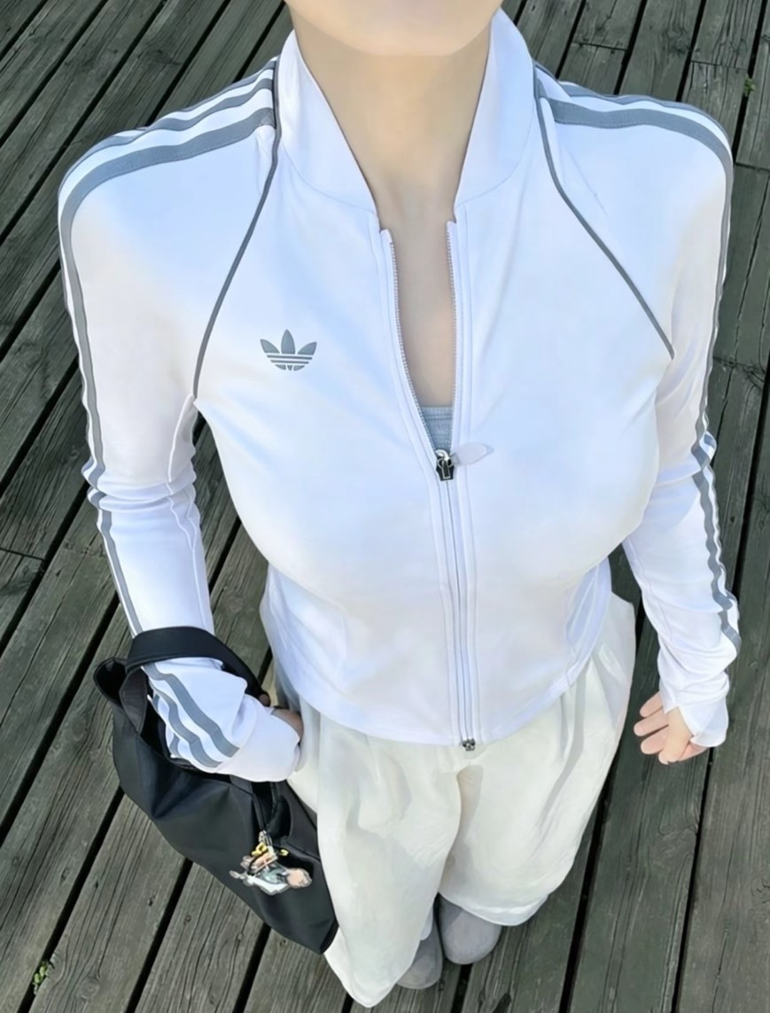 Adidas originals Sport Superstar Midlayer Shirt 三葉草 淺紫色 雙拉鍊 合身 運動外套