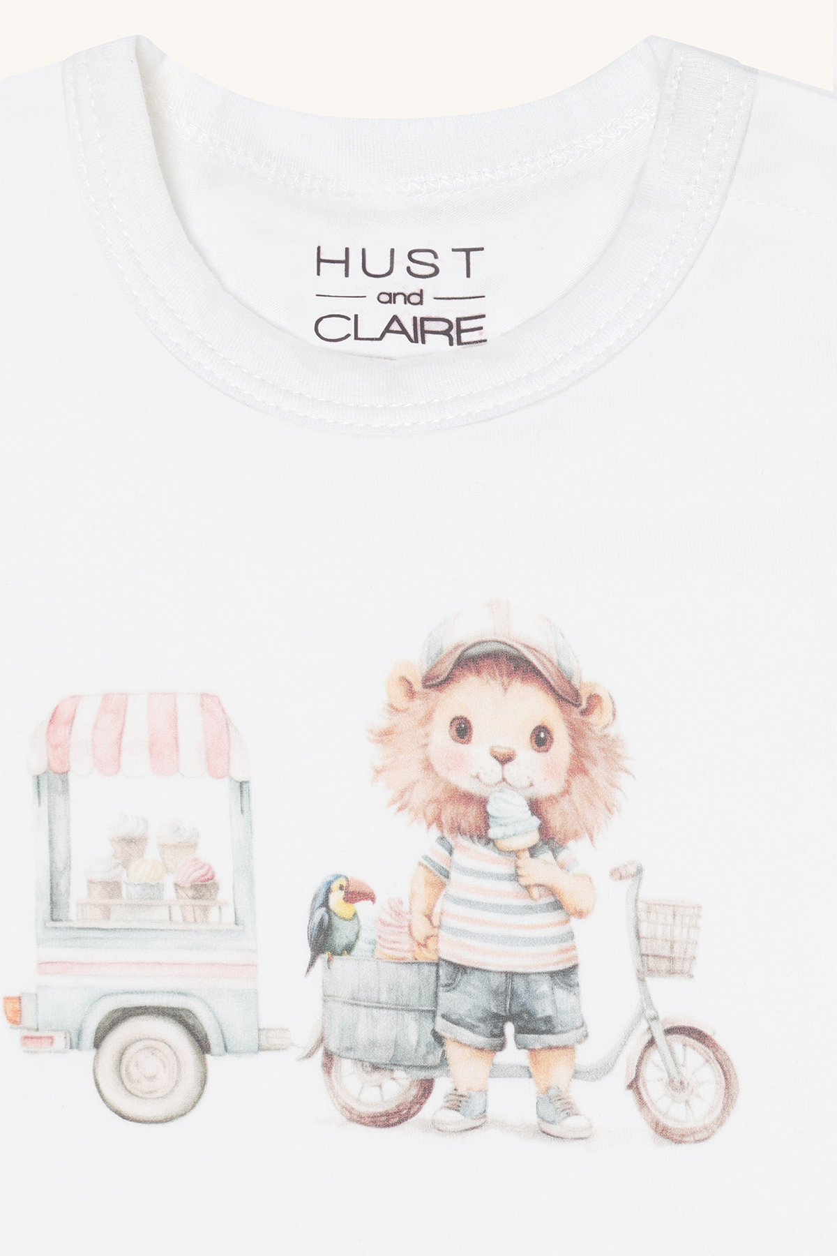 〖 Hust & Claire 〗米白獅子冰淇淋店包屁衣