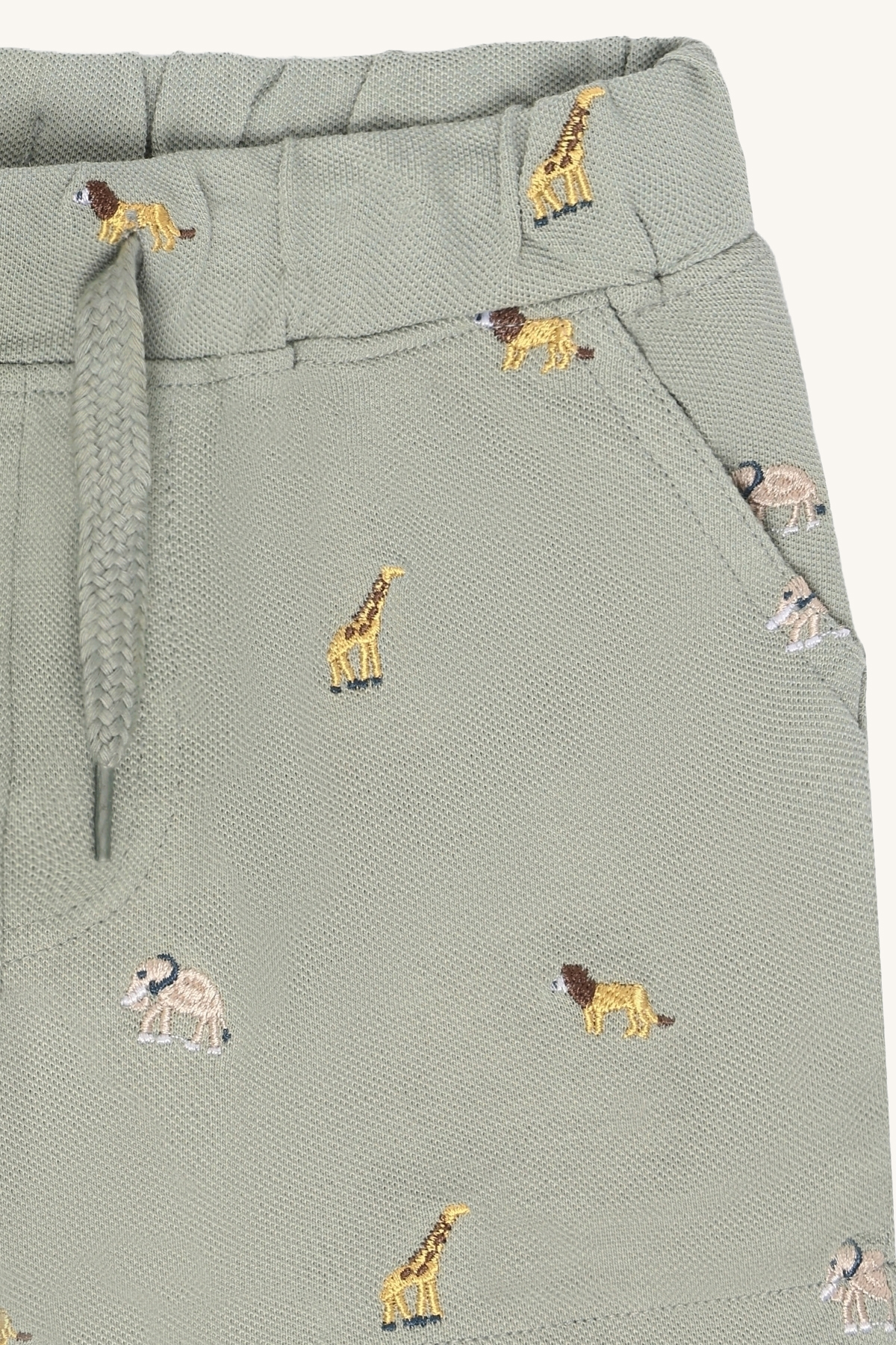 〖 Hust & Claire 〗鼠尾草綠動物刺繡短褲