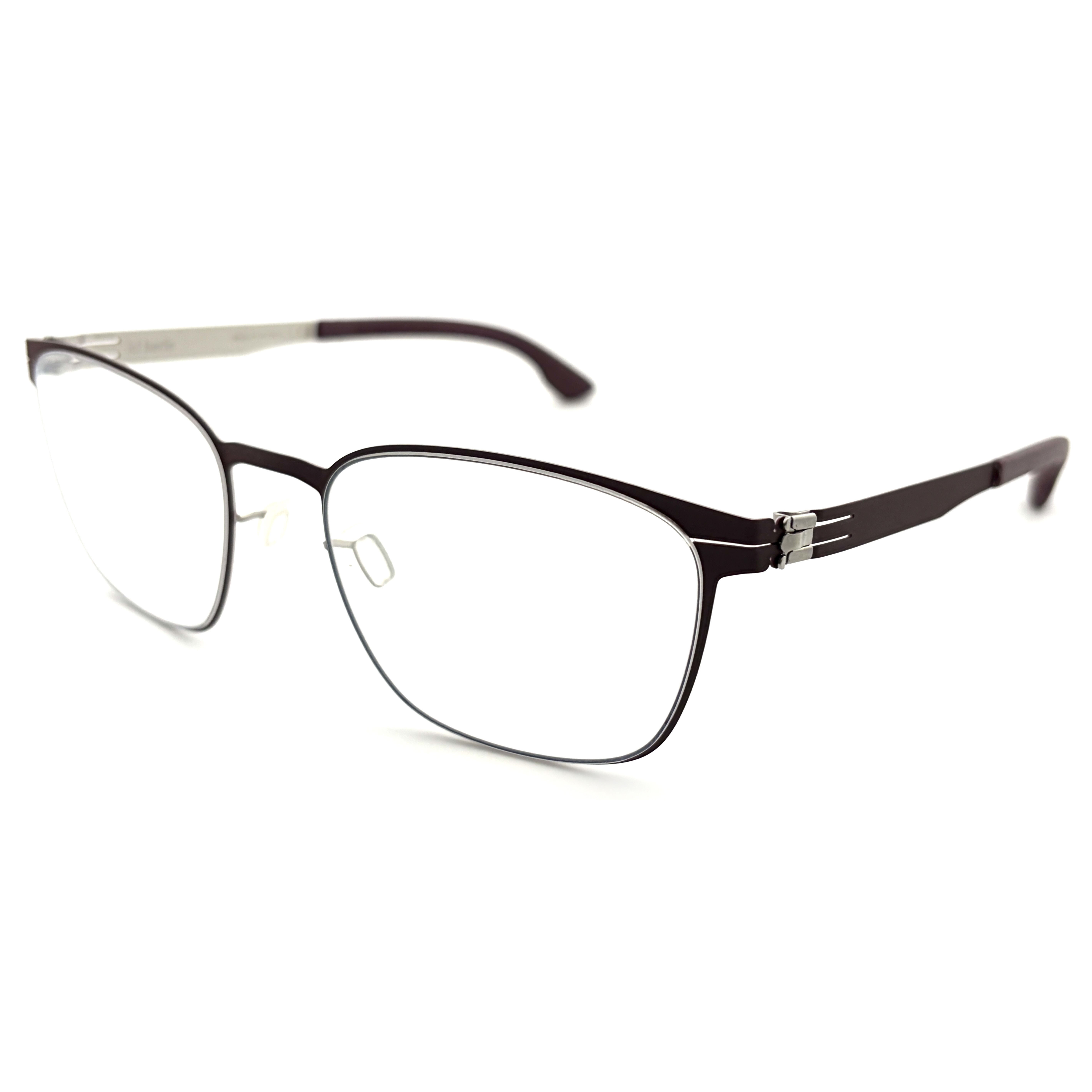 【ic! berlin】Tilmann Bordeaux / Pearl 53mm 方框光學眼鏡(IC5065 071)♦深酒紅色+珍珠銀