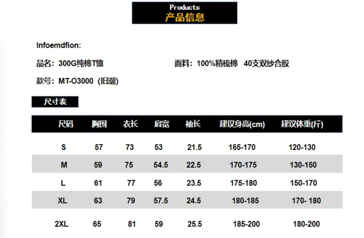 TOP-CCG0823-032 舊潮重磅全棉百搭T恤-黑色 (A32)(S-XXL)