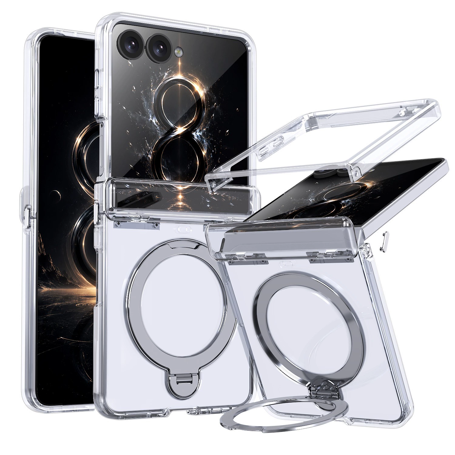 XPRO - Mag Aero Guard - Samsung Z Flip 8 Case 透明磨砂磁吸防撞支架手機中軸保護硬殼