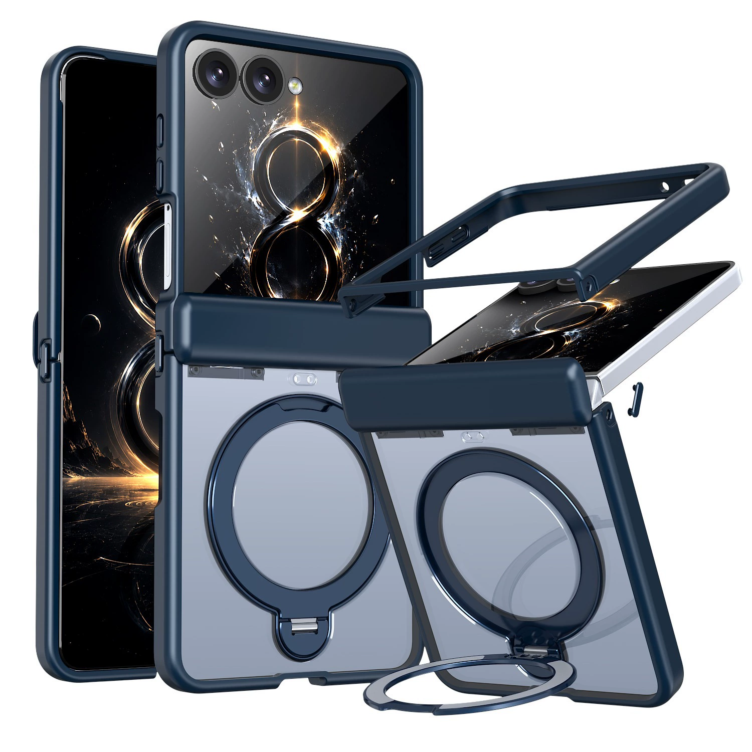 XPRO - Mag Aero Guard - Samsung Z Flip 8 Case 透明磨砂磁吸防撞支架手機中軸保護硬殼