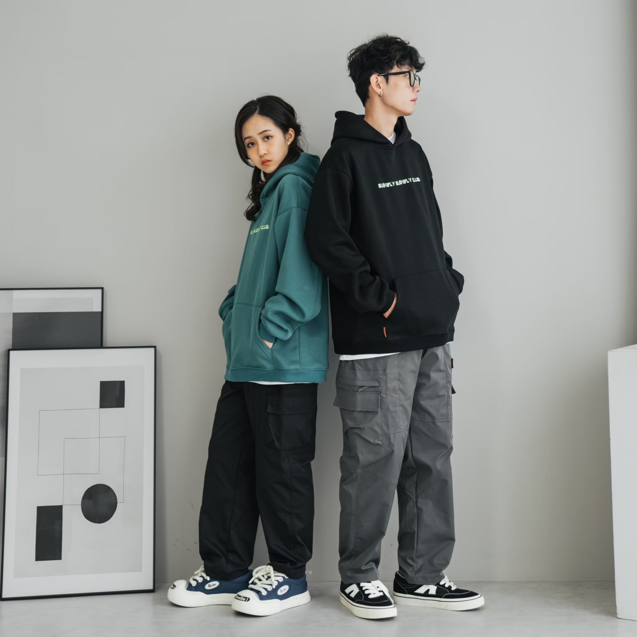 【逢甲 FUZZY】立體 剪裁 口袋 長褲 黑色 灰色 SB1115
