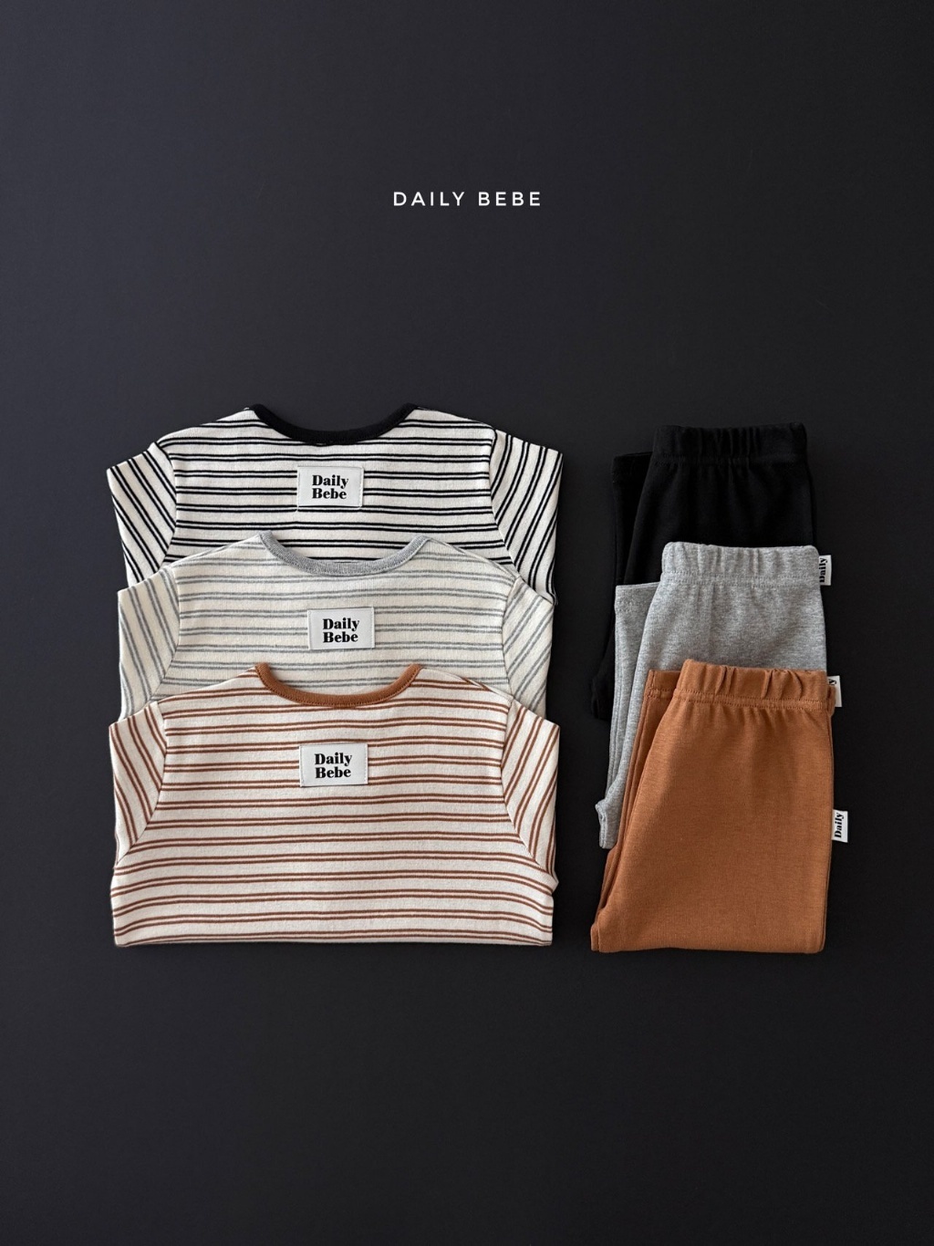 正韓秋Daily Bebe 三色舒適條紋家居服套裝