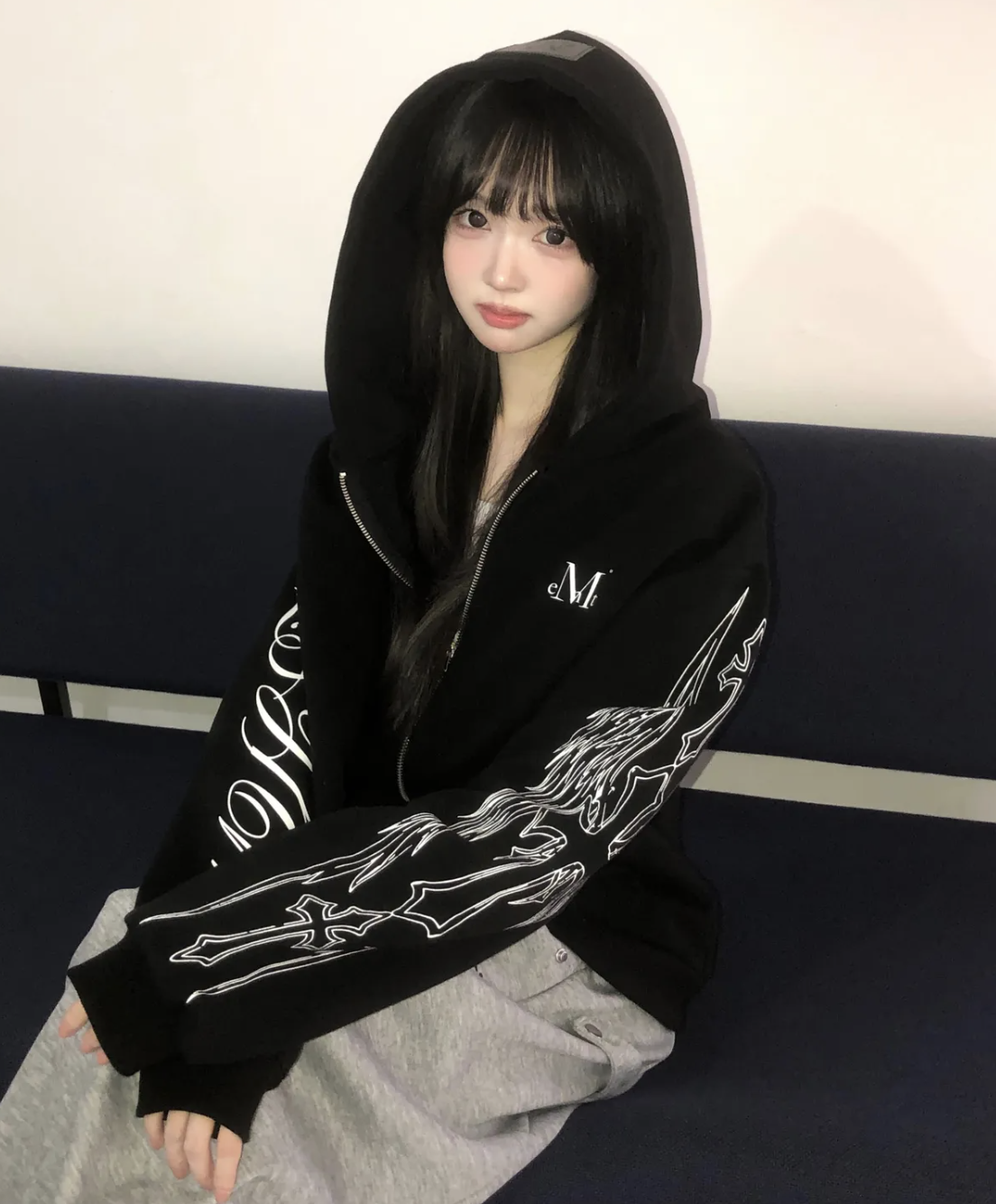 韓國代購｜Mucent Pozen Mix Lettering Hood Zip-Up