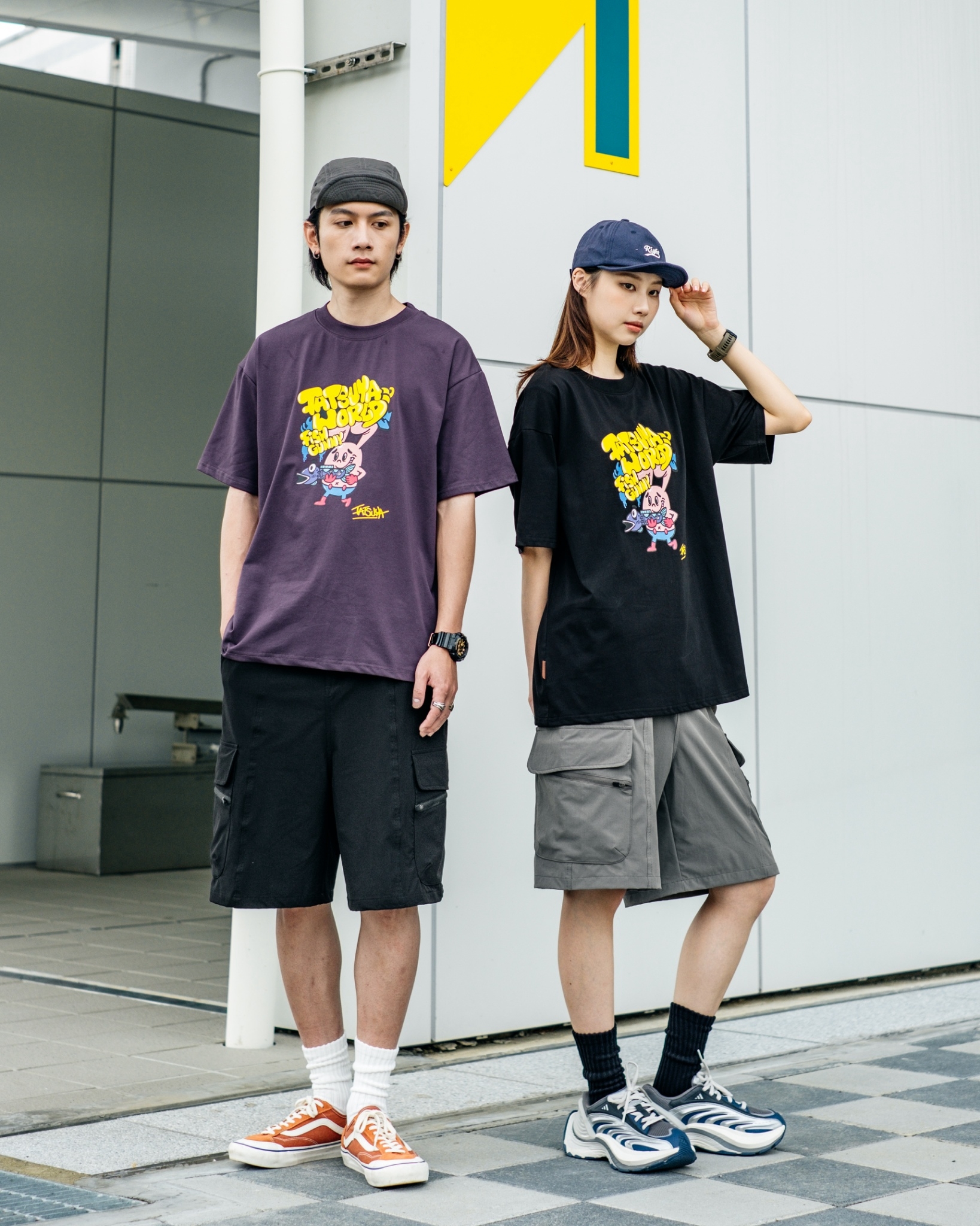 【逢甲 FUZZY】Tatsuya World 魚槍客 涼感 短T 黑色 白色 灰紫 SB6019