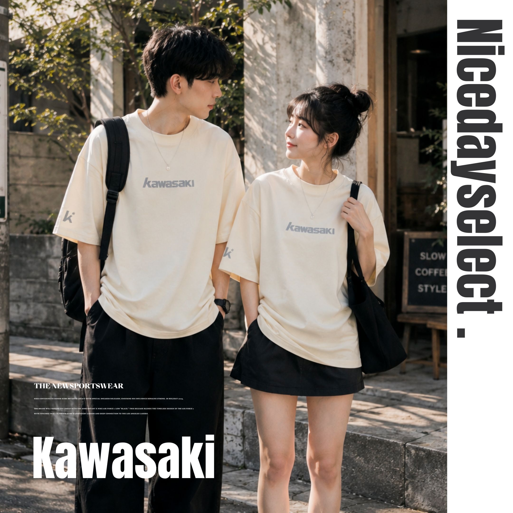 NICEDAY 服飾 代購 Kawasaki 川崎 LOGO TEE 上衣 短袖 夏天 T 白 黑 杏仁