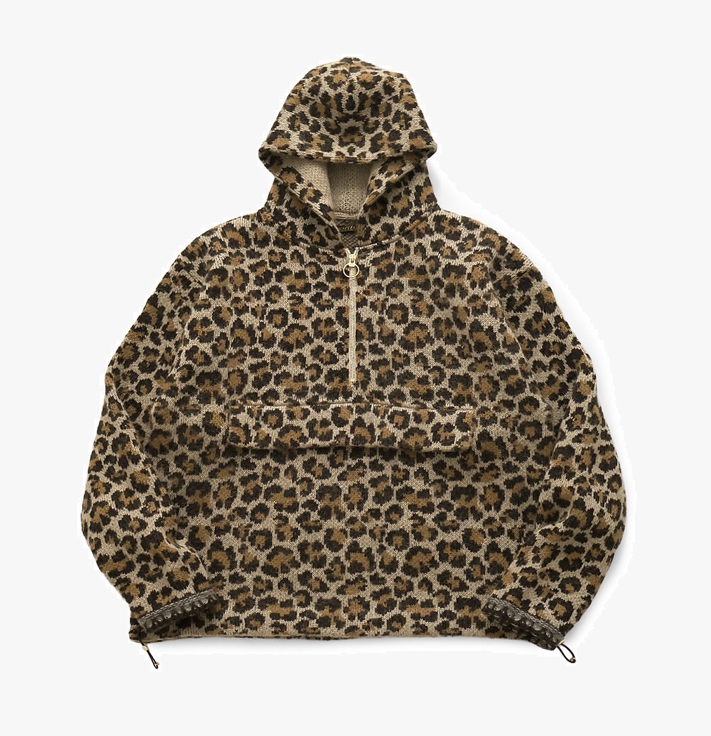 KAPITAL 2026 5G Leopard Print Mohair Knit Half-Zip Anorak - PRE ORDER ITEM (預訂中)
