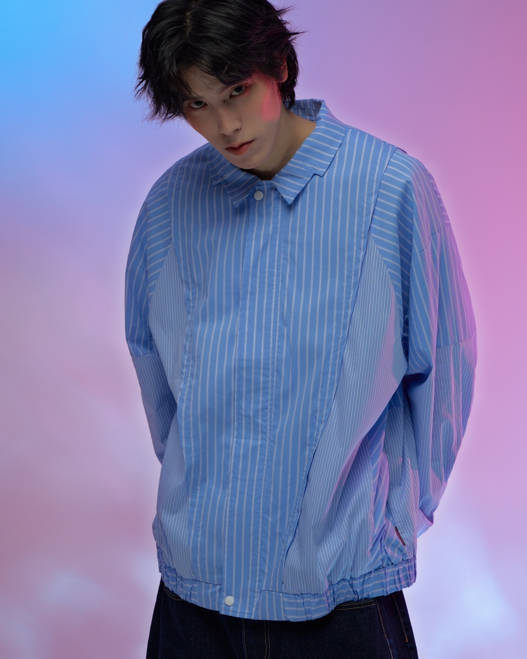 時序條紋襯衫外套｜Cityscape Fusion Shirt-Jacket