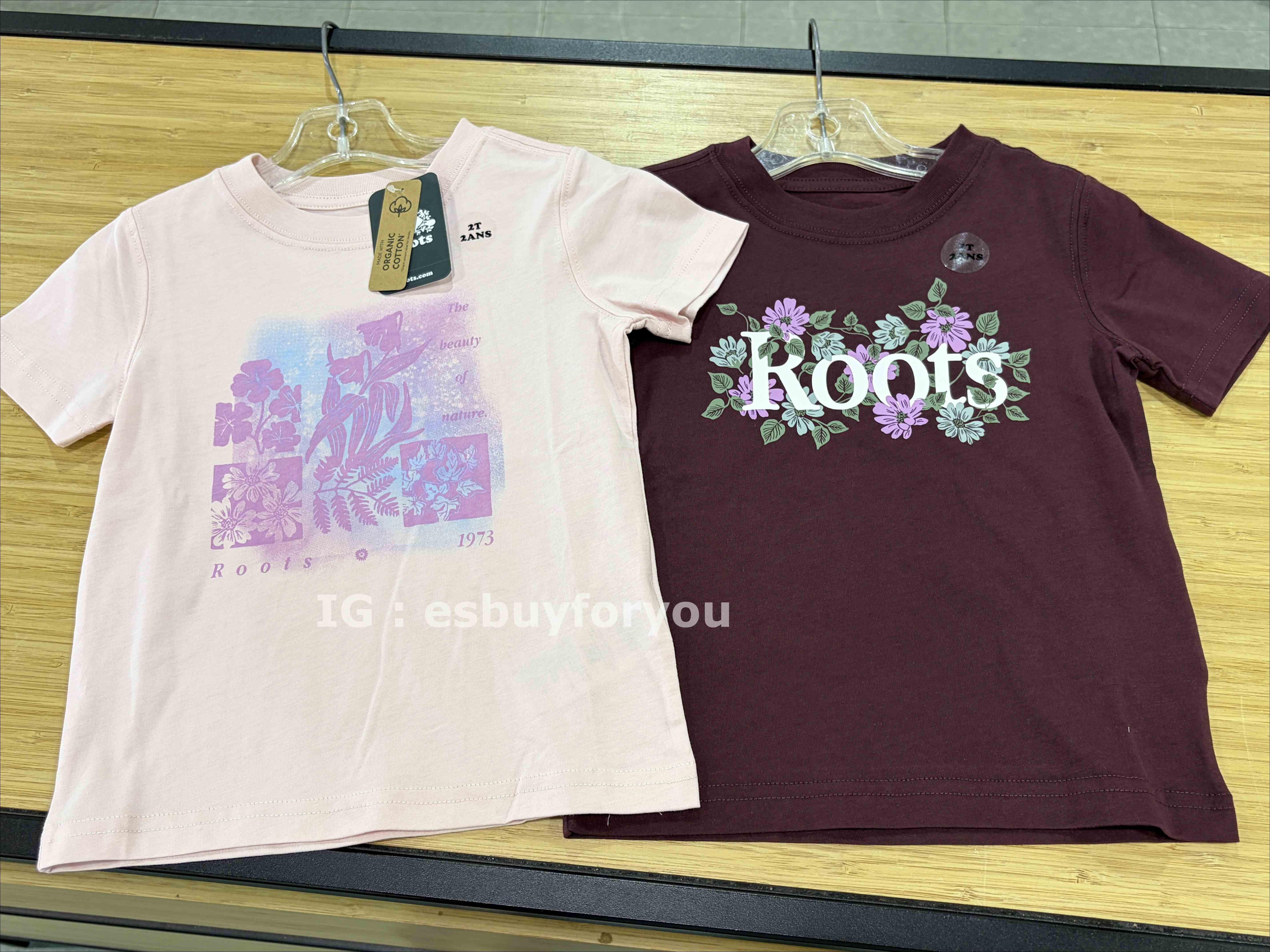 ROOTS 小女童 花卉系列 圖案 短TEE (2色)
