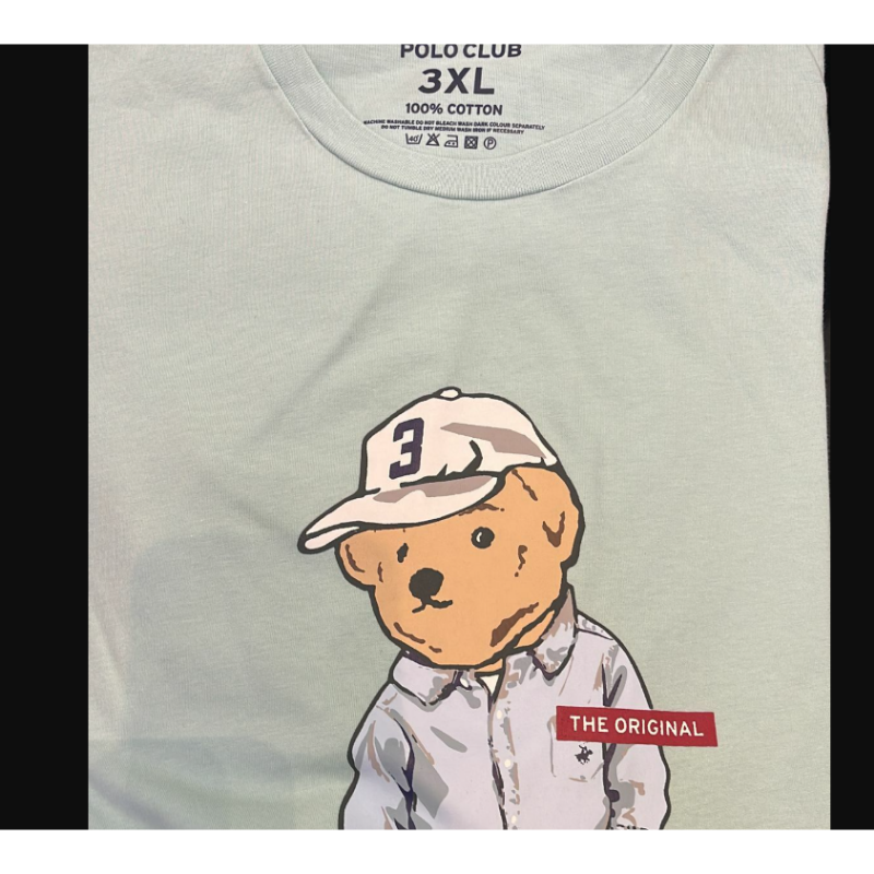 DIS-CCG0824-004 淺綠TEE 熊仔圖案白衫XXXL (A3)