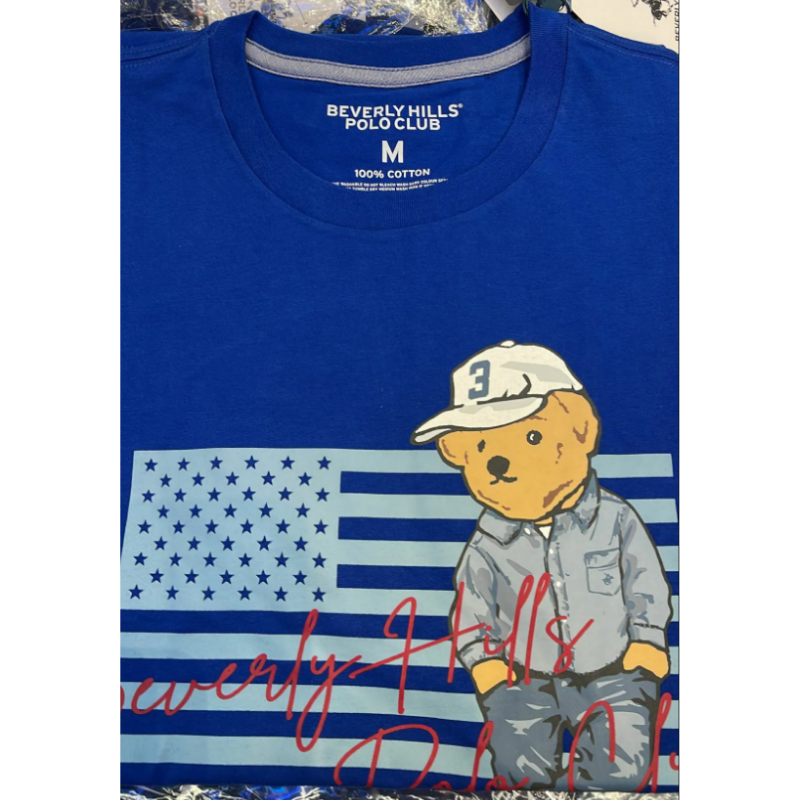 DIS-CCG0824-078 藍色TEE 國旗熊仔L (A63)