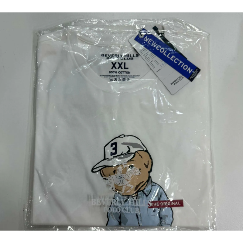 DIS-CCG0824-107 熊仔白T 白帽藍衫熊圖案XXXL (A84)