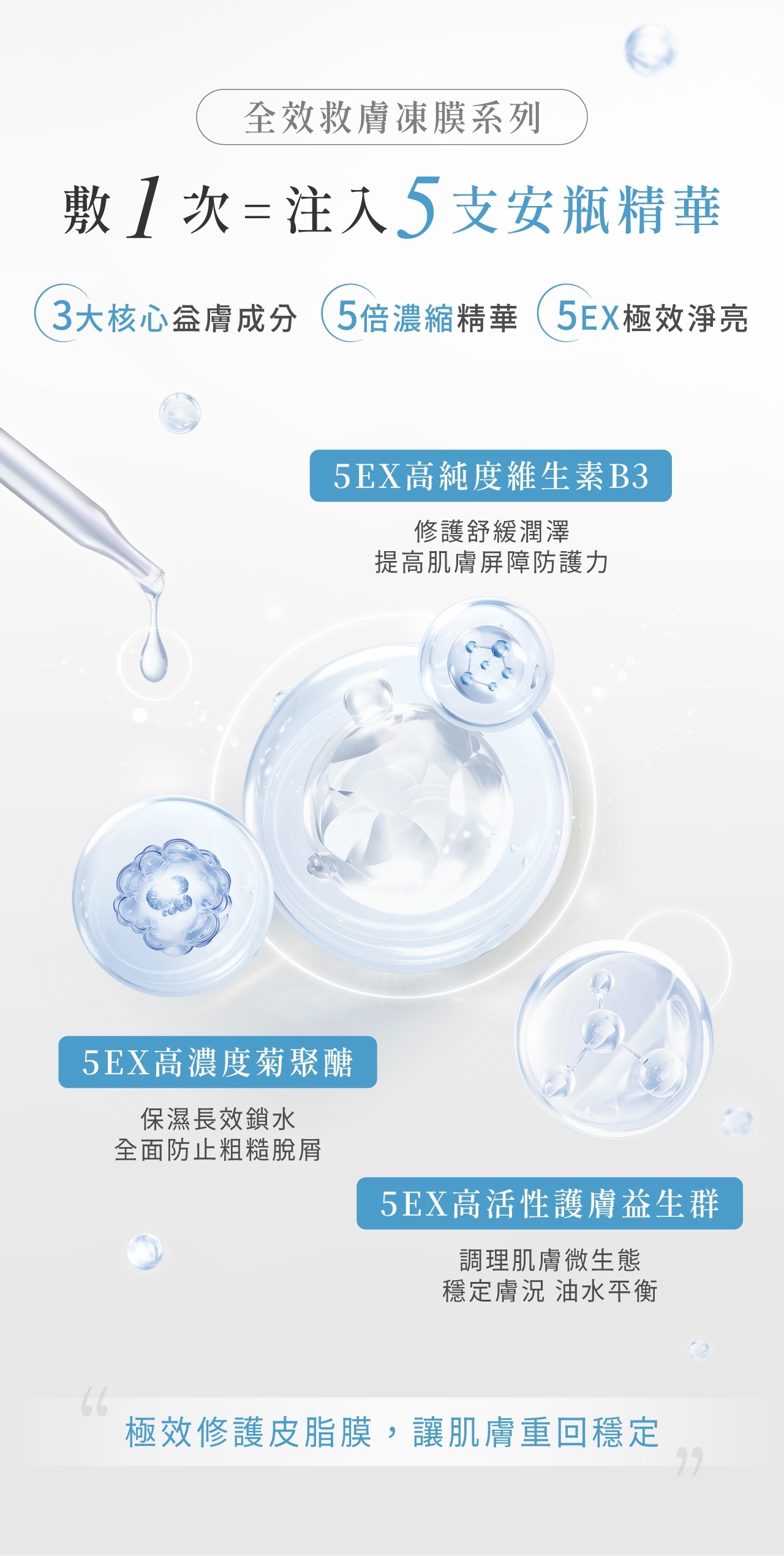 BP2酵素凍膜添加高純度維生素B3、高濃度菸鹼醯胺與益生群,幫助修護皮脂膜並穩定膚況
