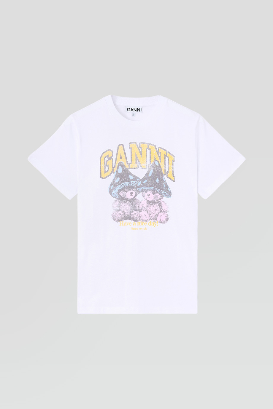 GANNI｜基本款棉質寬鬆泰迪蘑菇圖案T恤