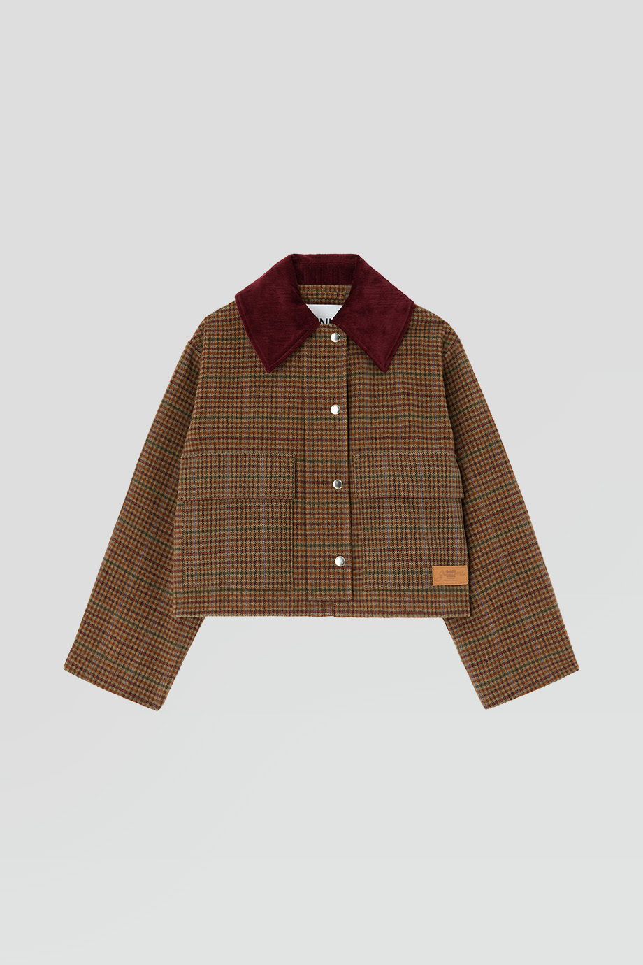 GANNI｜Heavy Check Twill Short Barn Jacket