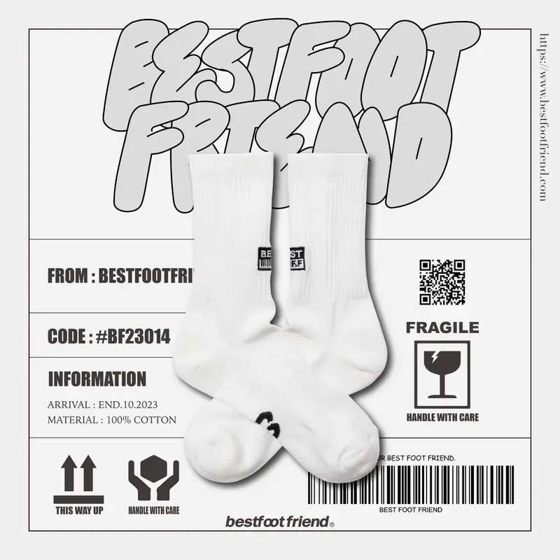 BFF Bar Code White 條碼 白色 中筒襪 襪子 BFF-38 [台灣現貨]
