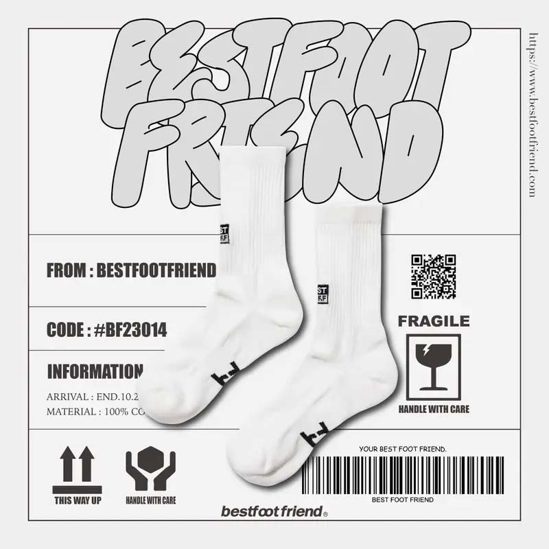 BFF Bar Code White 條碼 白色 中筒襪 襪子 BFF-38 [台灣現貨]