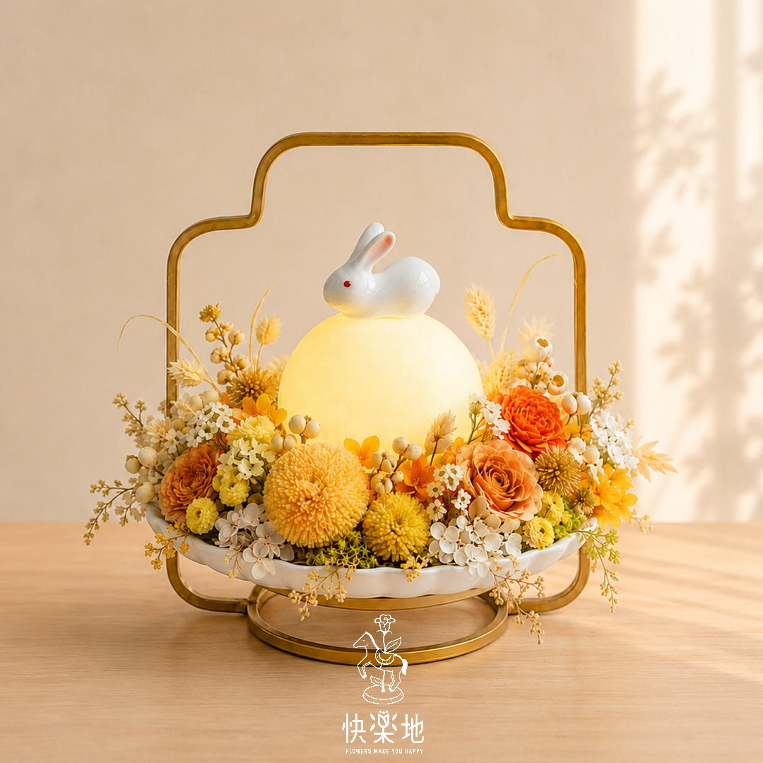 《獨家設計》月棲花間｜永生花月球燈中秋花禮  PF260889
