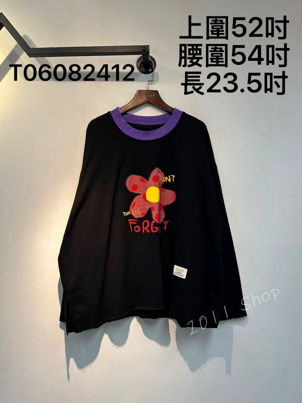 出口日本拼色卡通花朵TOP  上圍52吋 腰圍54吋 長23.5吋  T06082412