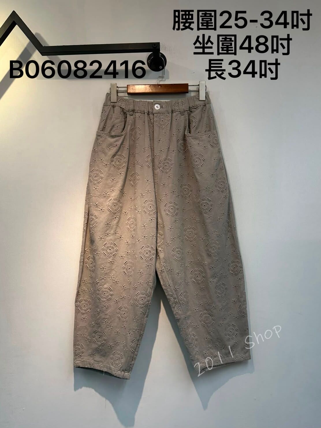 出口日本高質暗紋花花闊腳褲  腰圍25-34吋 坐圍48吋 長34吋  B06082416