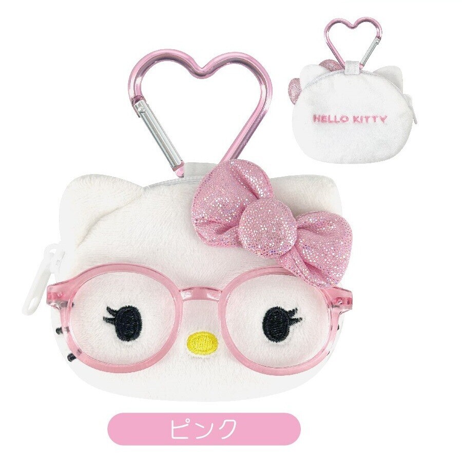 Sanrio Hello Kitty Glasses Face Coin Case Pink