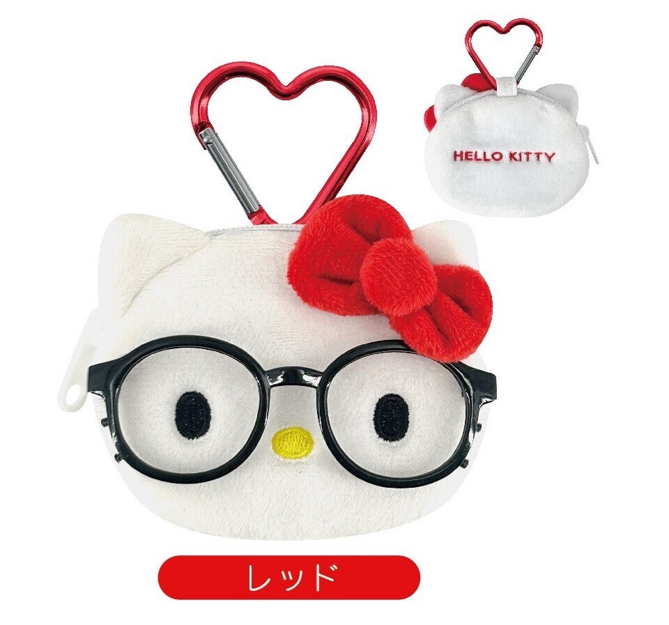 Sanrio Hello Kitty Glasses Face Coin Case Red