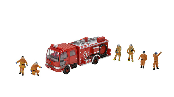 Tomytec 338055 N scale Diorama Accessory 146: Fire Truck & Fire Brigade