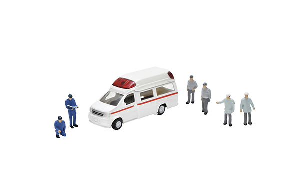 Tomytec 338062 N scale Diorama Accessory 147: Ambulance and Paramedic