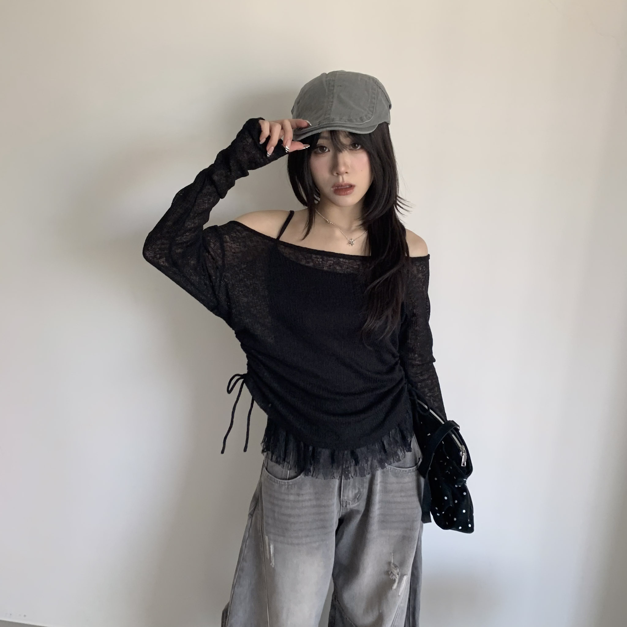 ISA_一眼心動! 寬領針織衫+蛋糕擺背心二件組_68011