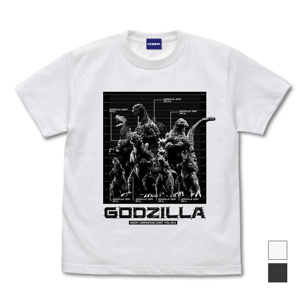 歴代ｺﾞｼﾞﾗ身長比較表 Tｼｬﾂ/WHITE COSPA 090726