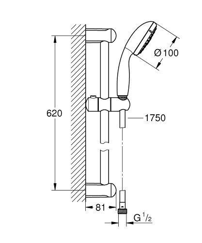 Grohe - 德國 GROHE 高儀 BauFlow 浴室系列淋浴龍頭花灑3件組合套裝優惠連安裝服務
