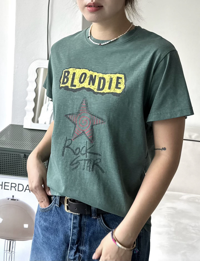 復古搖滾日常★BLONDIE Rock Star星星印花棉T