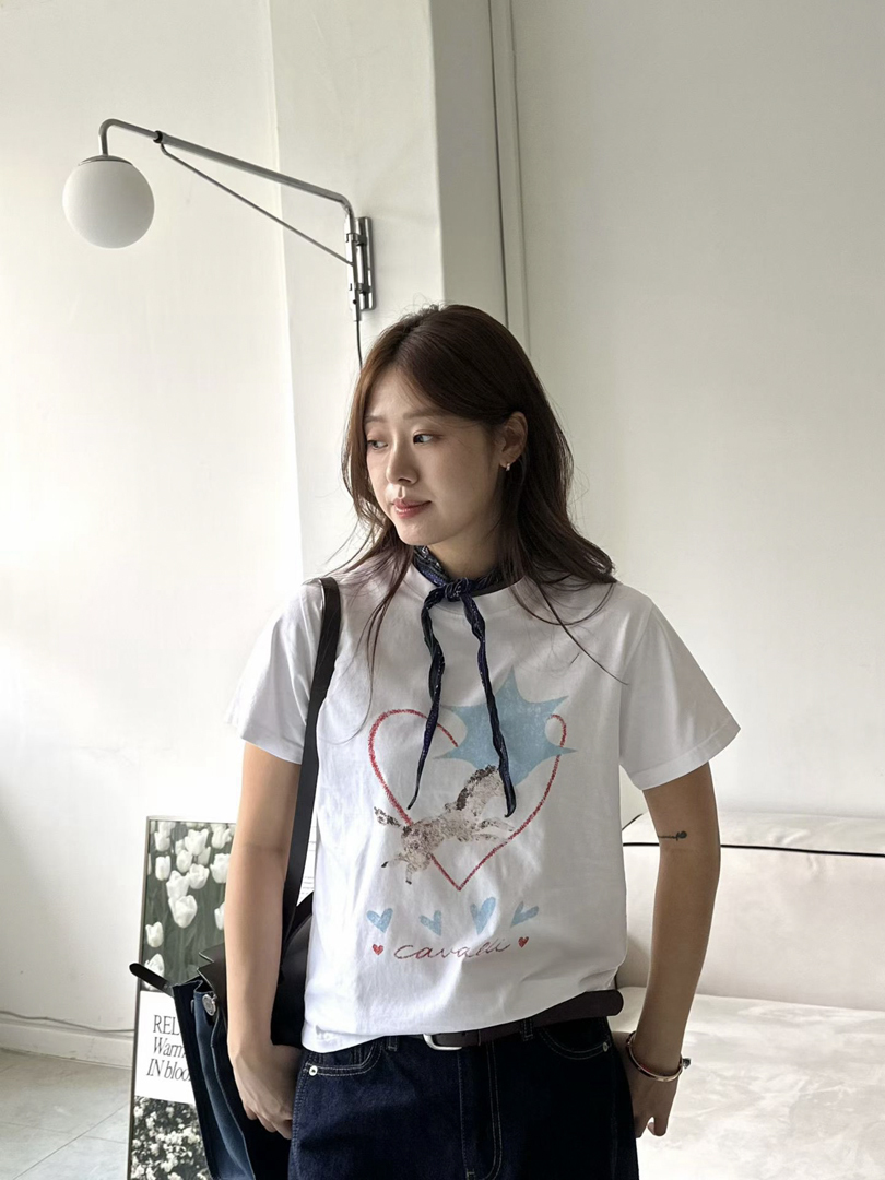 最舒服的日常★愛心星星復古印花休閒棉T