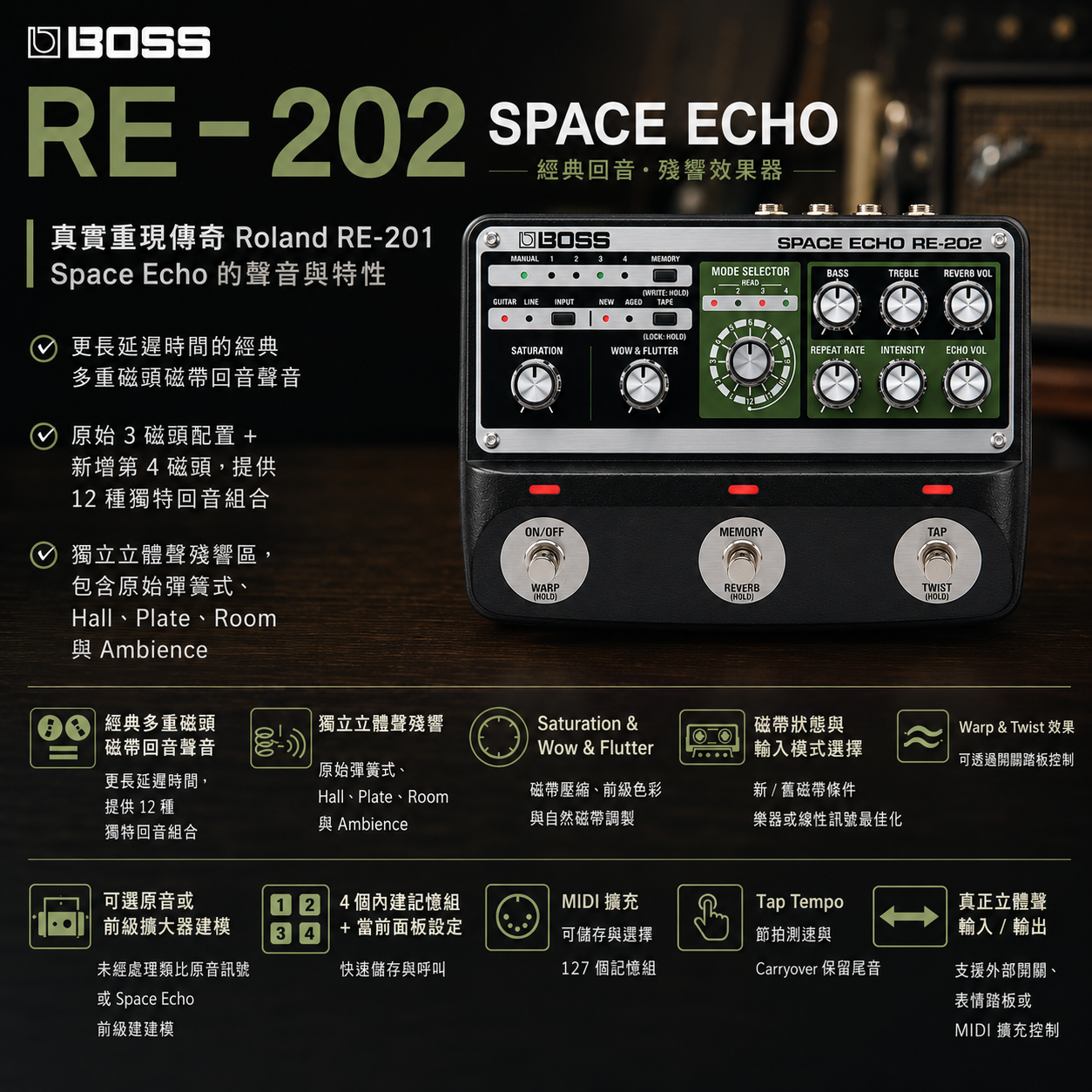 BOSS RE-202 Space Echo 經典回音 殘響 效果器