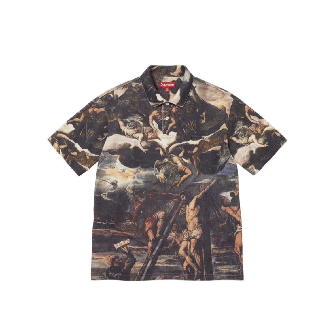 -(B3c05)-SUPREME CRUCIFIXION POLO FW26 滿版 宗教 耶穌 POLO 衫-FW26KN34