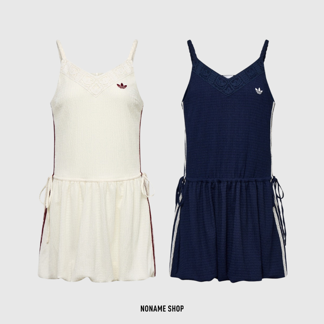 ADIDAS ORIGINALS RESORT 三葉草 南法 渡假風 蕾絲 拼接 花苞裙 連身裙 兩色 (女款)