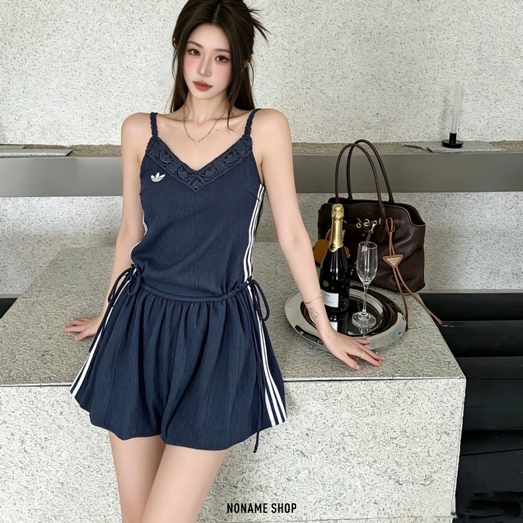 ADIDAS ORIGINALS RESORT 三葉草 南法 渡假風 蕾絲 拼接 花苞裙 連身裙 兩色 (女款)