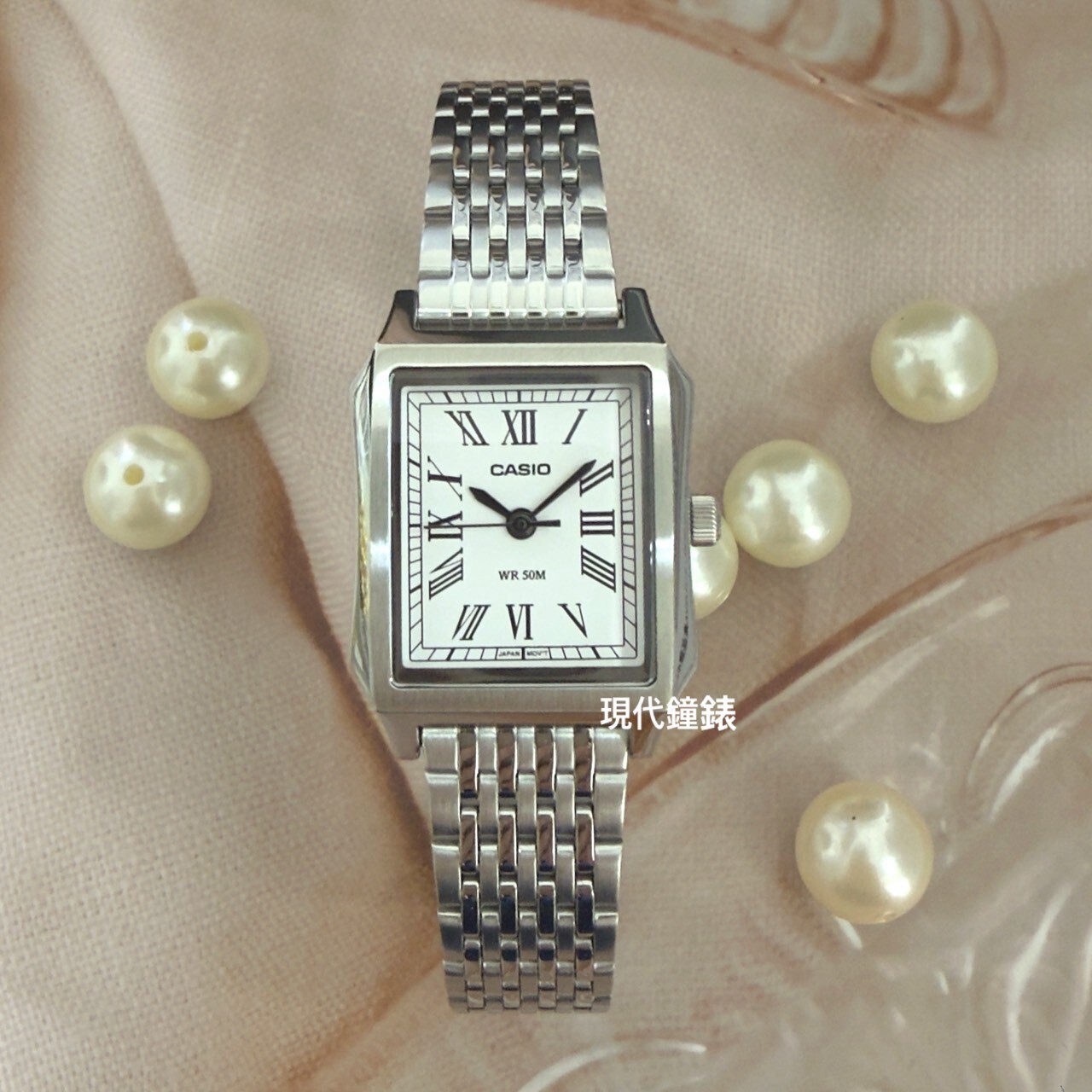 【CASIO 卡西歐】方形石英鋼帶女錶LTP-B190D-7B  23.5mm 現代鐘錶