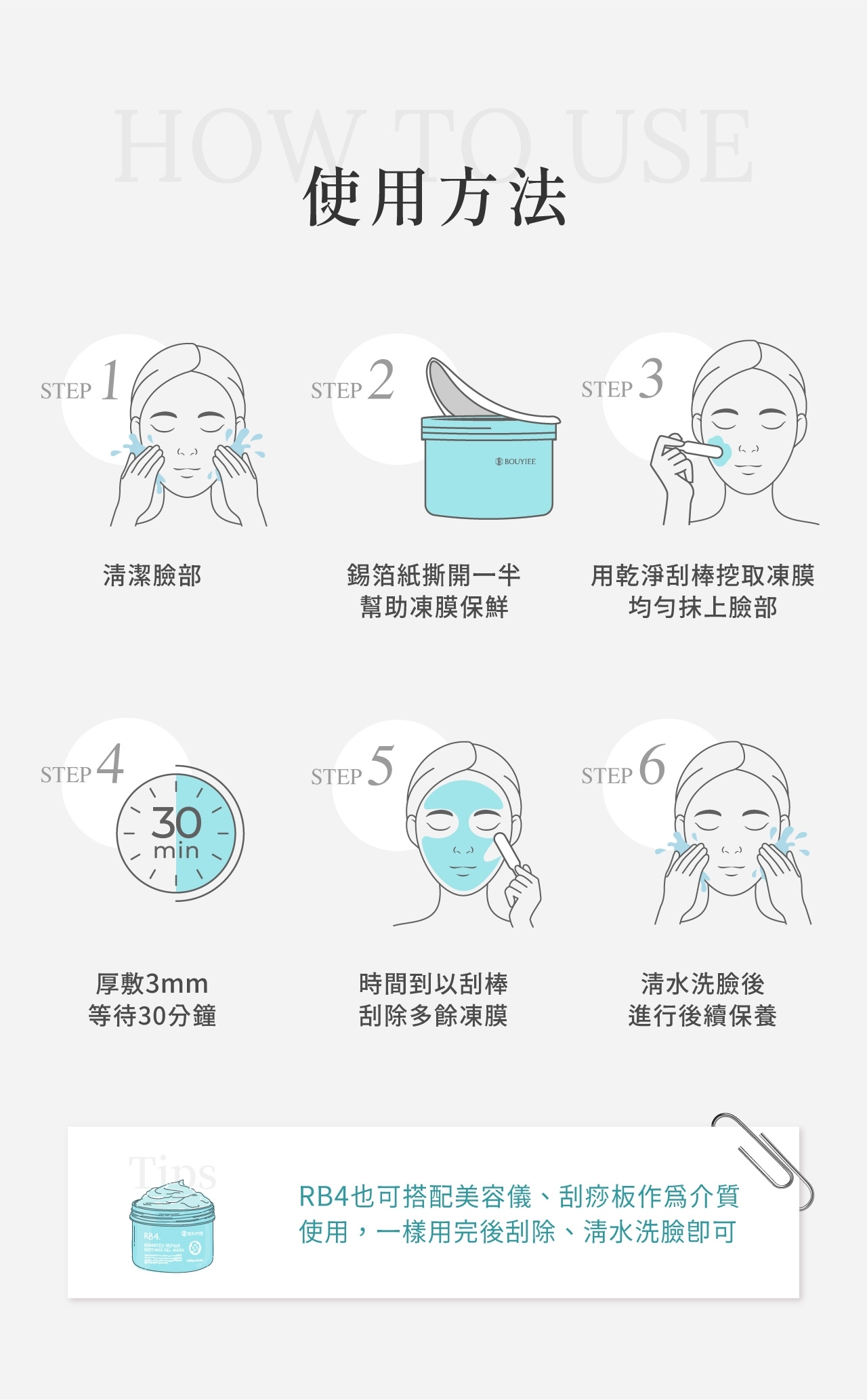 RB4全效修護舒敏凍膜正確使用步驟與方法說明