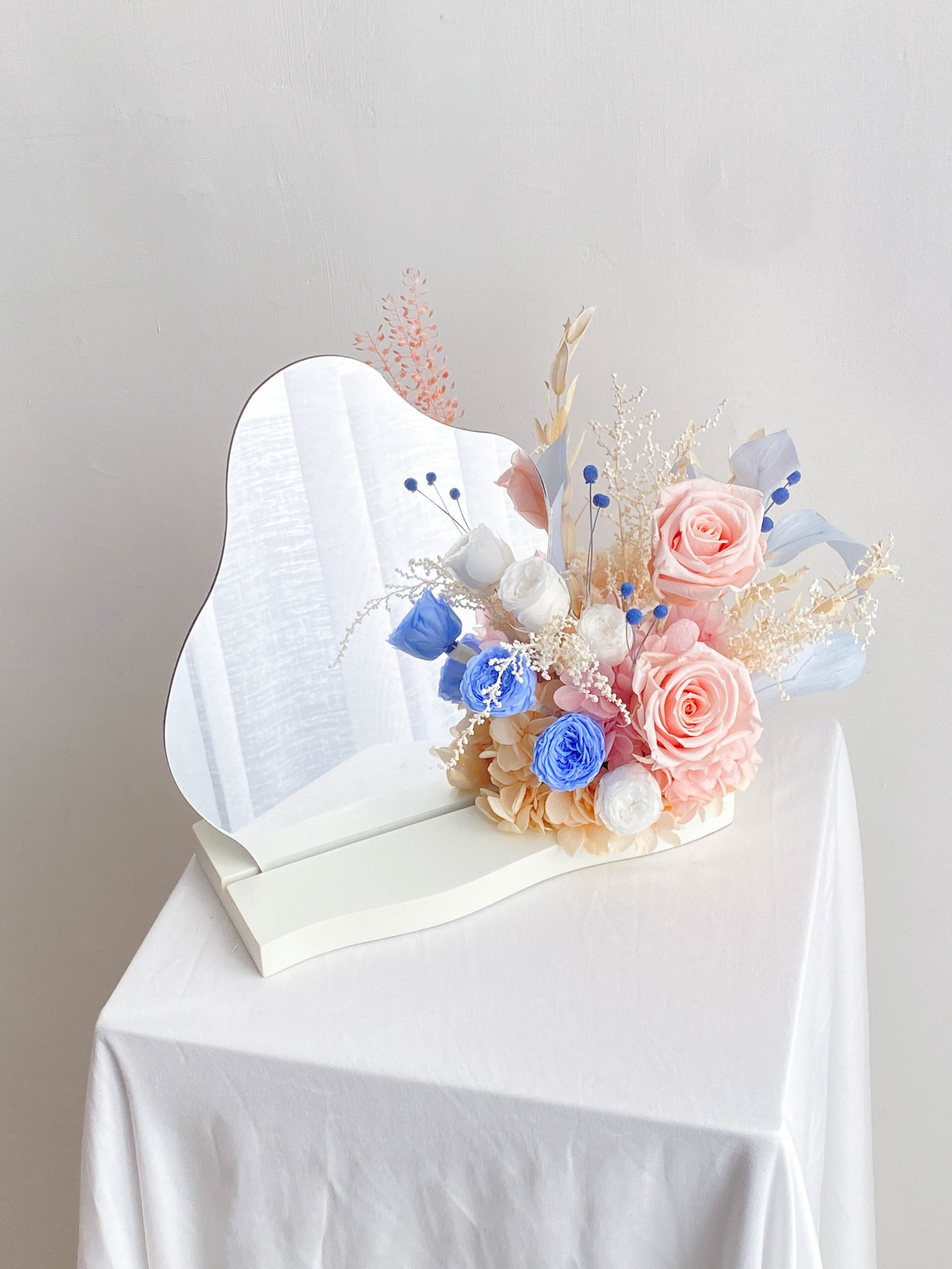【可客製色系】鏡中・桌上型永生乾燥花開幕花禮