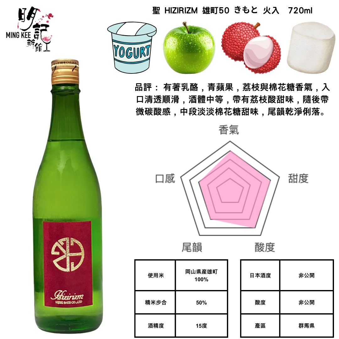聖 HIZIRIZM 雄町50 きもと 火入 720ml