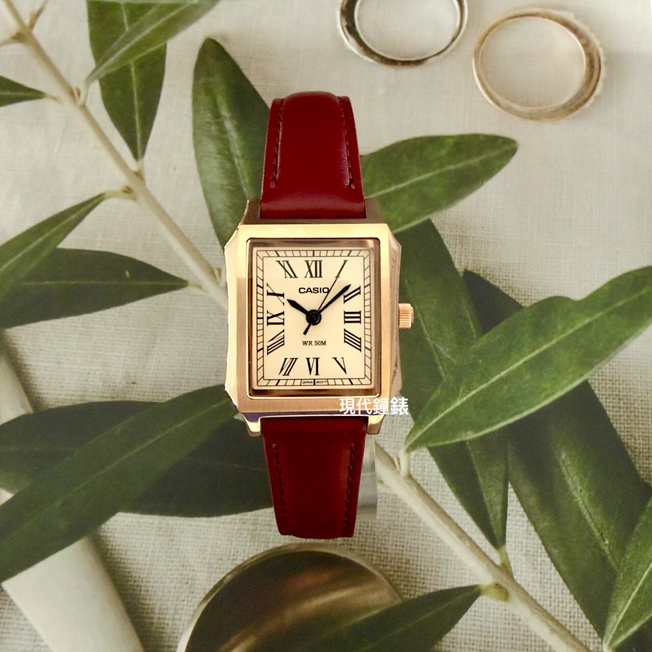【CASIO 卡西歐】方形石英皮帶女錶LTP-B190RGL-4B  23.5mm 現代鐘錶