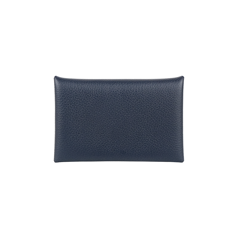 【Hermès】Calvi Evercolor 皮釦式名片/卡片夾(深藍色)