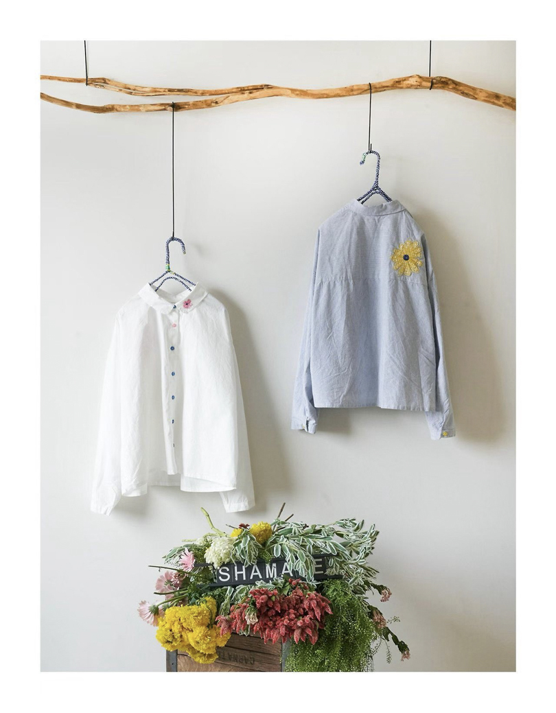 把花穿在身上★立體花朵刺繡休閒襯衫