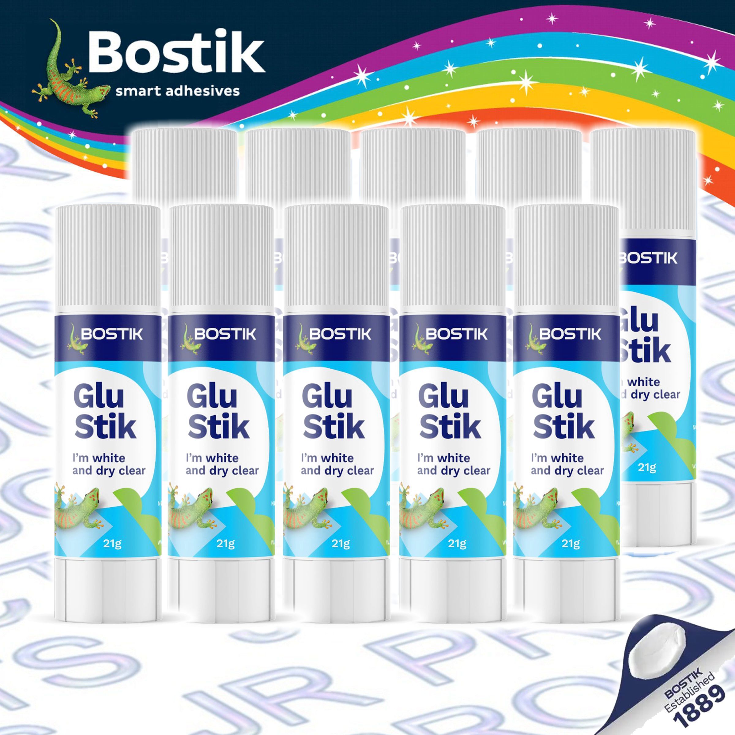 Bostik - "Glu Stik" Smart clear adhesive stick (21g) - 10 pcs.《HK Authorized》